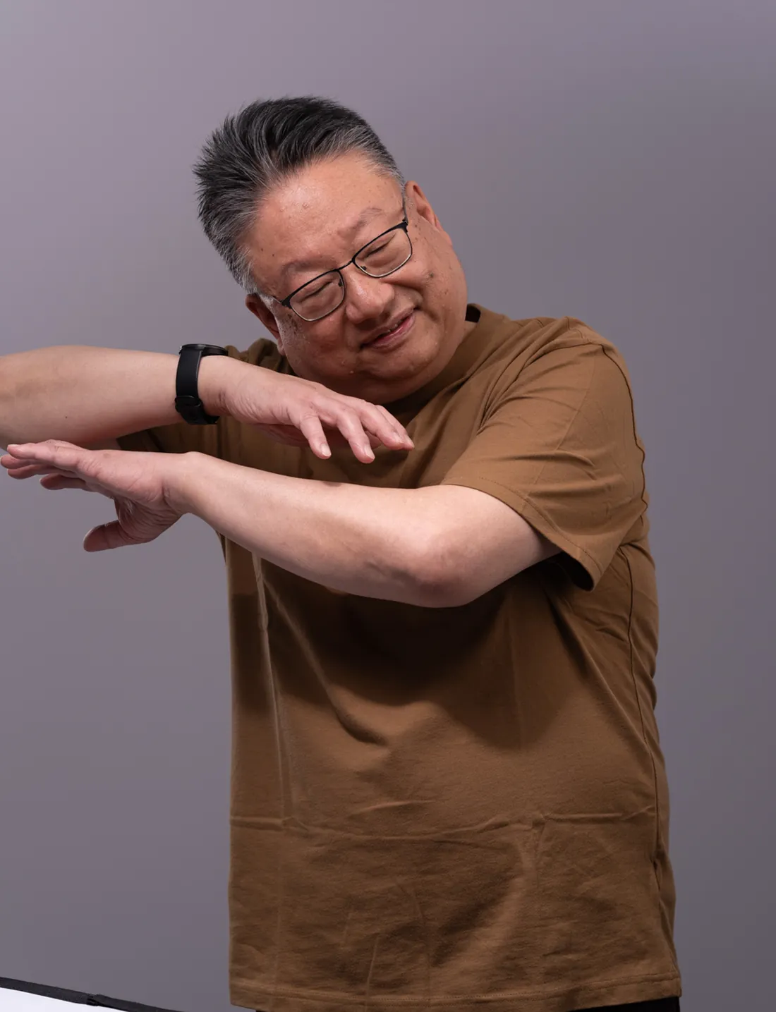 Steve Nye practising a slow qigong movement